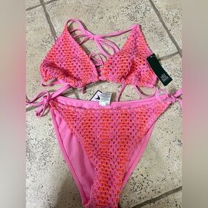 NWT Wild Fable Women’s bikini set crochet Pink/orange sz XL